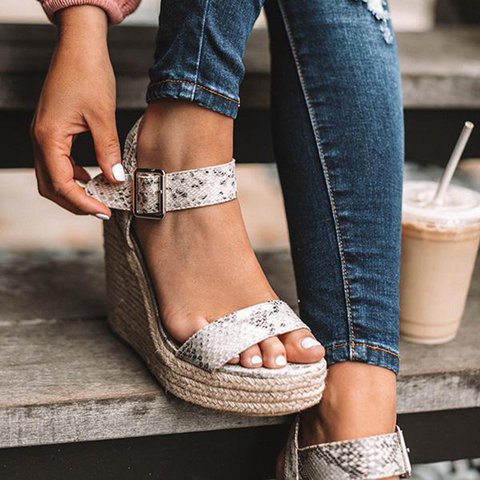 Orthopedic Wedge Sandals with Buckle