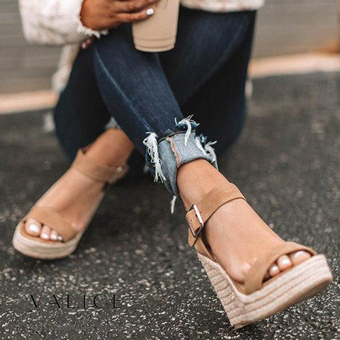 Orthopedic Wedge Sandals with Buckle