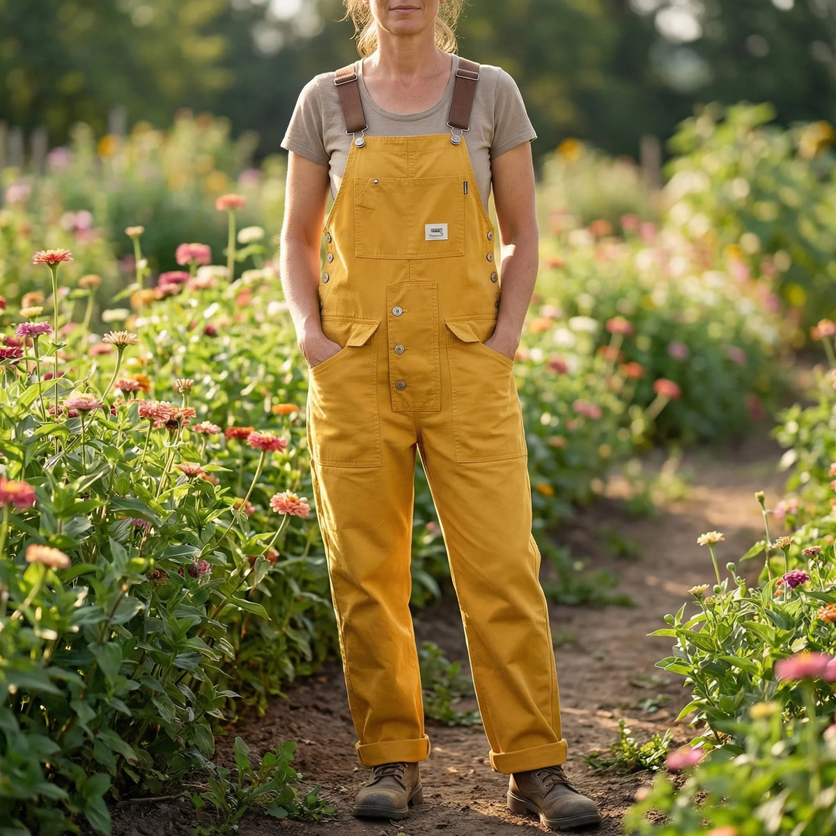 Overalls with Chest Pocket - Amber