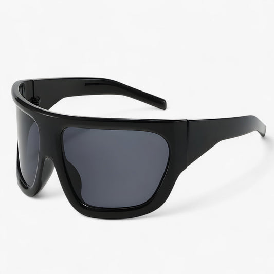 Oversized Steampunk Sport Sunglasses with Curved Design