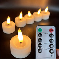 Pack of 6 LED Tealights with Remote Control – Romantic Flickering Candles for Valentine's Day