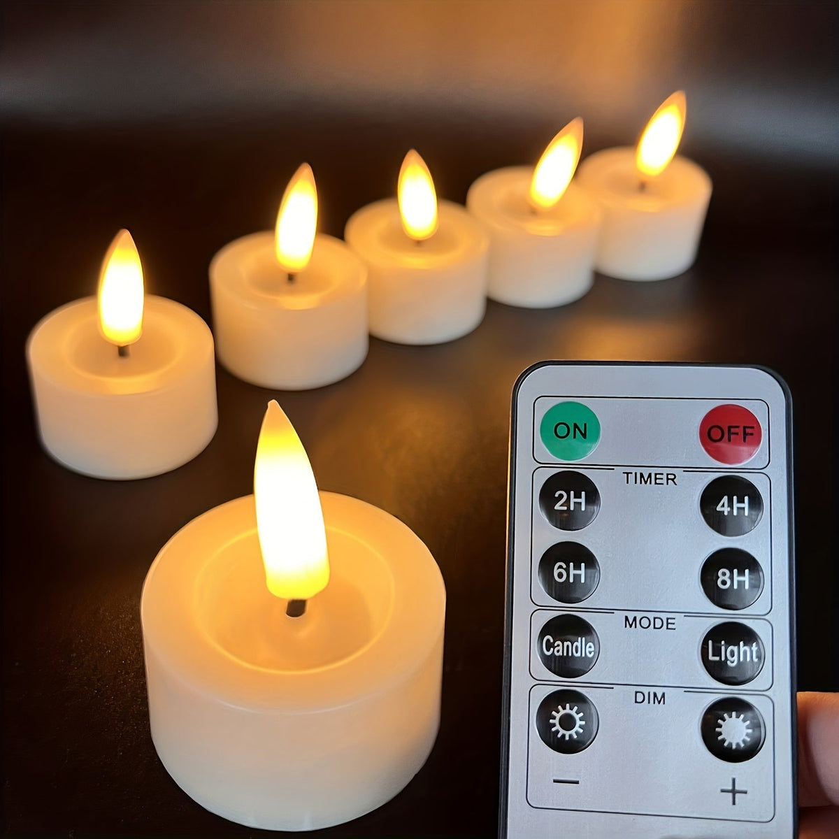 Pack of 6 LED Tealights with Remote Control – Romantic Flickering Candles for Valentine's Day