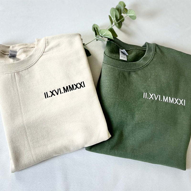Personalised Couples Clothing with Roman Numeral Date
