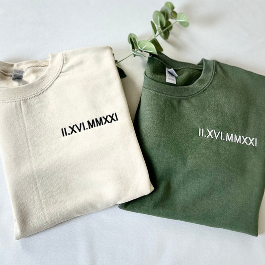 Personalised Couples Clothing with Roman Numeral Date