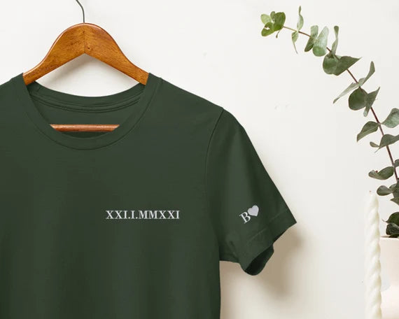 Personalised Couples Clothing with Roman Numeral Date