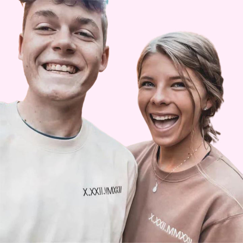Personalised Couples Clothing with Roman Numeral Date