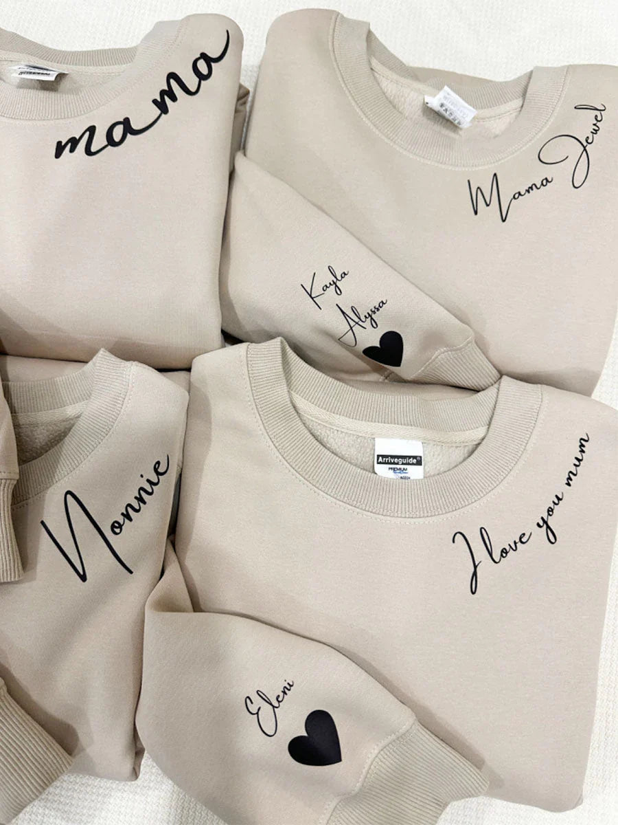 Personalised Sweatshirt with Names on the Sleeve