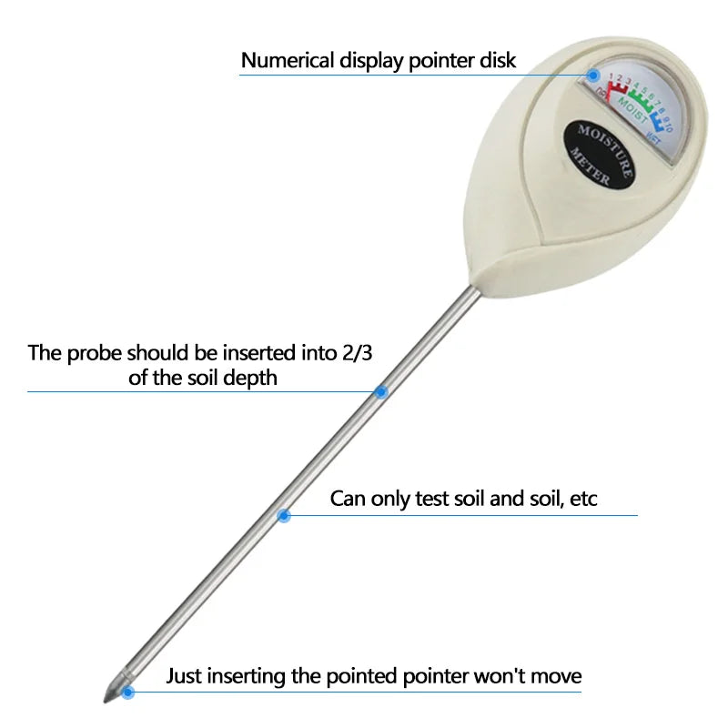 Plant Soil Moisture Meter with Instant-Read 1–10 Scale, Battery-Free