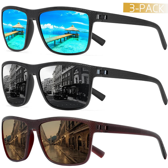 Polarized Sunglasses Set with UV Protection - 3-Pack