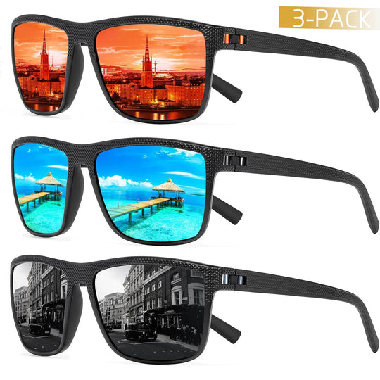 Polarized Sunglasses Set with UV Protection - 3-Pack