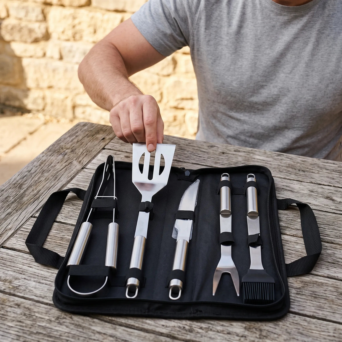 Portable BBQ Tool Set for Outdoor Grilling