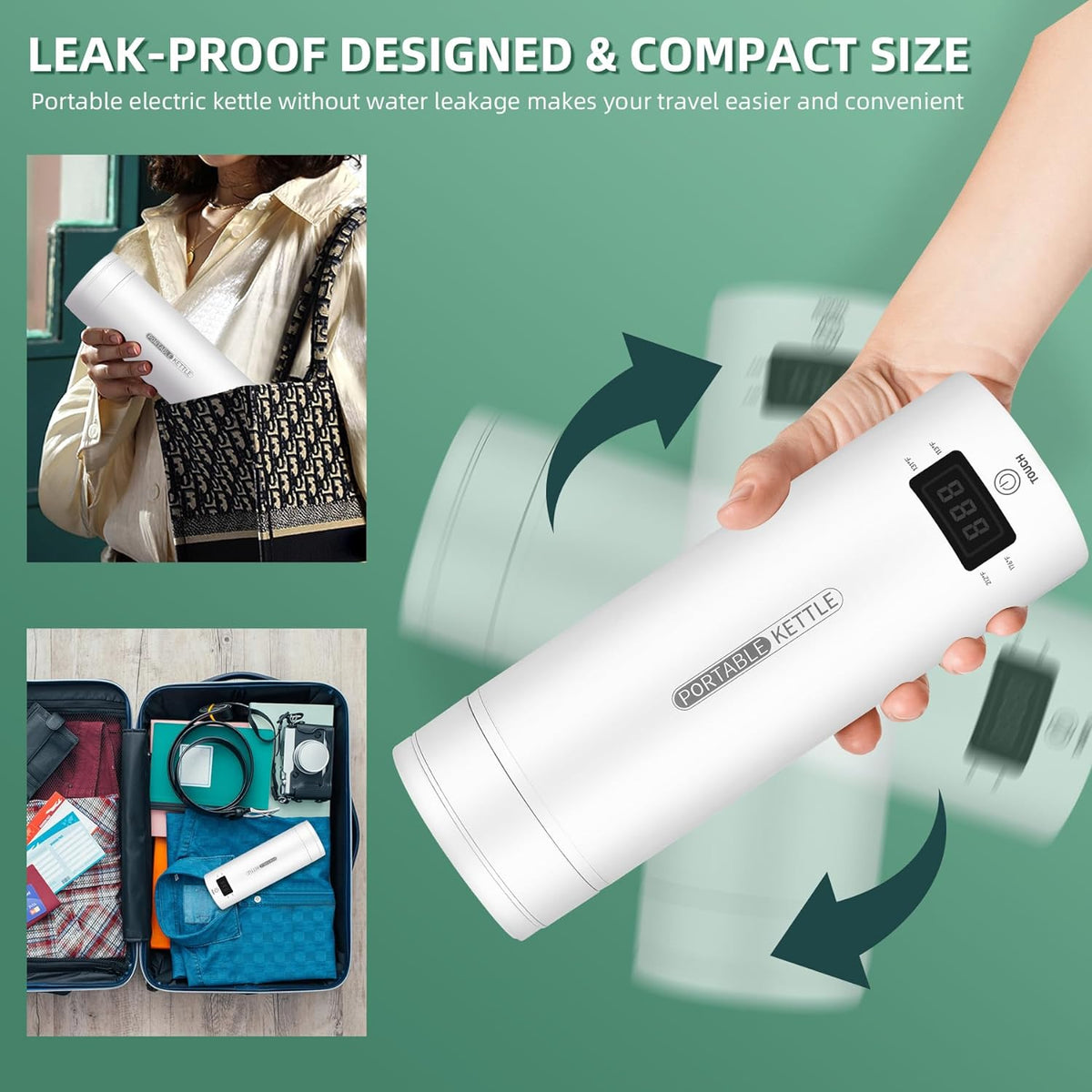 Portable Electric Travel Kettle - Compact Stainless Steel Smart Kettle with LCD Display