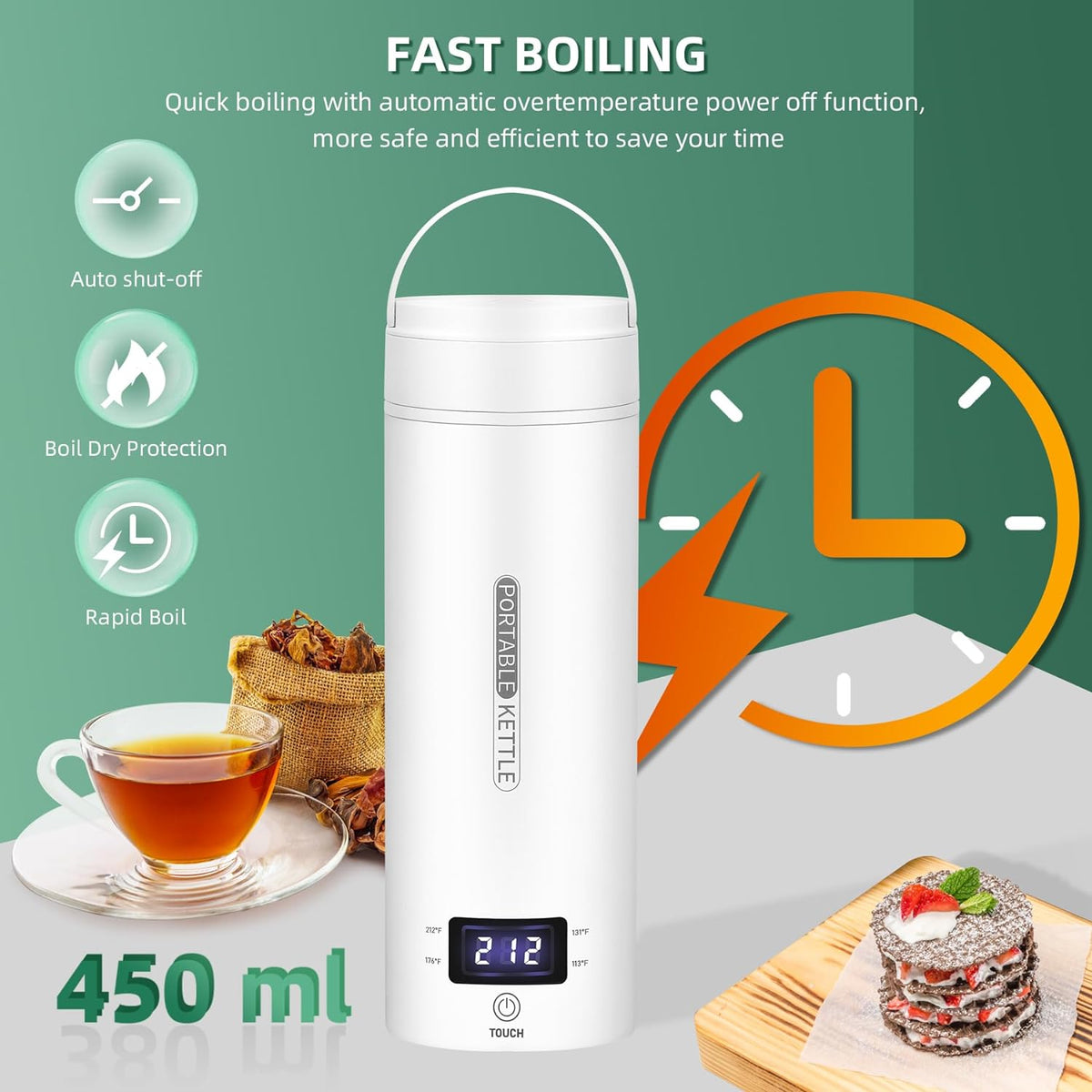 Portable Electric Travel Kettle - Compact Stainless Steel Smart Kettle with LCD Display