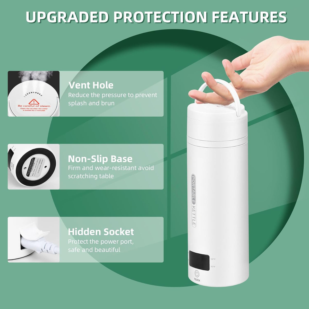 Portable Electric Travel Kettle with LCD Display and Auto Shut-Off