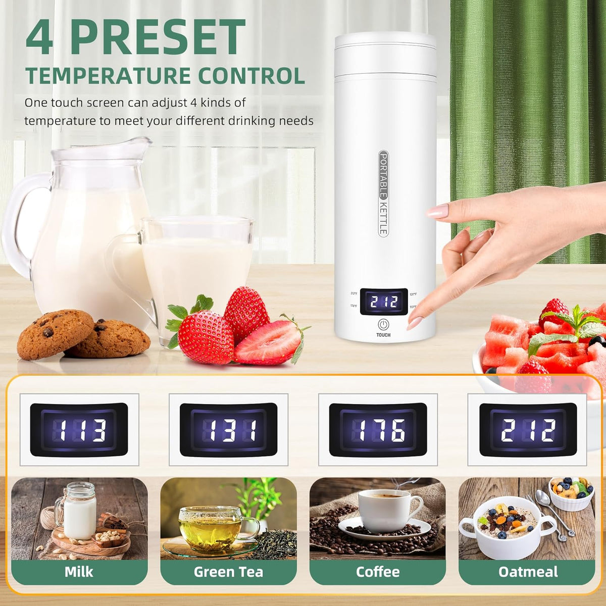 Portable Electric Travel Kettle with LCD Display and Auto Shut-Off
