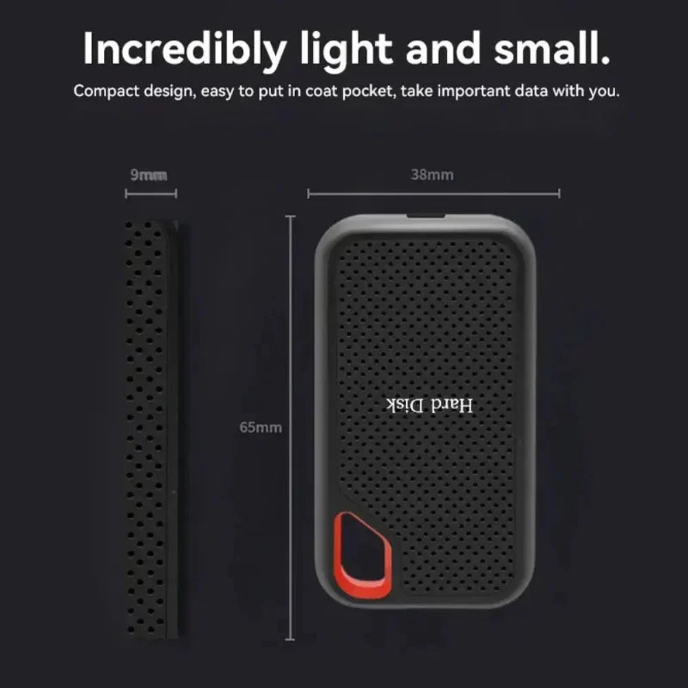 Portable External SSD with USB 3.2 and USB-C, Up to 256TB