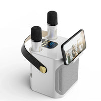 Portable Karaoke Speaker System with 360° Sound and Two Wireless Microphones for Indoor and Outdoor Parties