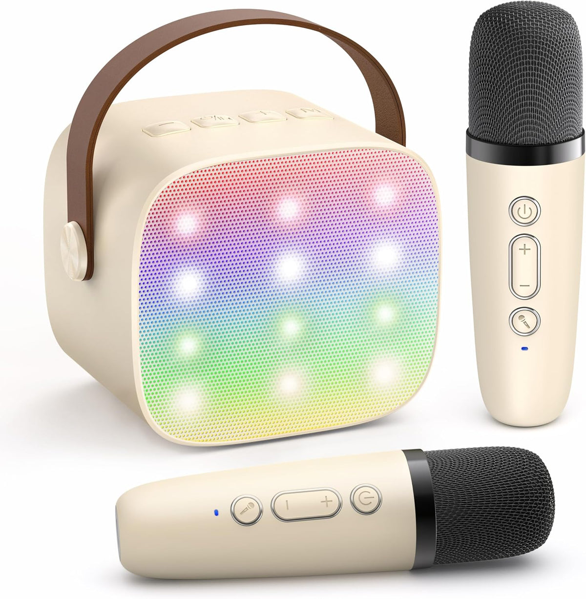 Portable Mini Karaoke Machine with Bluetooth Speaker and 2 Wireless Microphones