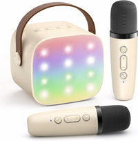 Portable Mini Karaoke Machine with Bluetooth Speaker and 2 Wireless Microphones