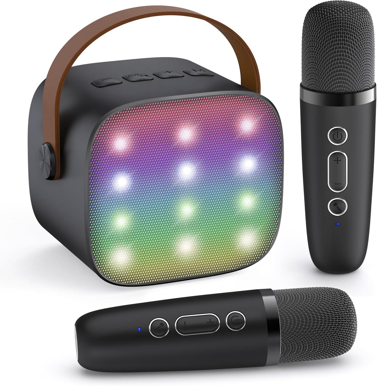 Portable Mini Karaoke Machine with Bluetooth Speaker and 2 Wireless Microphones
