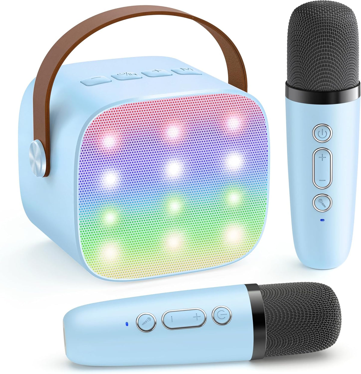 Portable Mini Karaoke Machine with Bluetooth Speaker and 2 Wireless Microphones