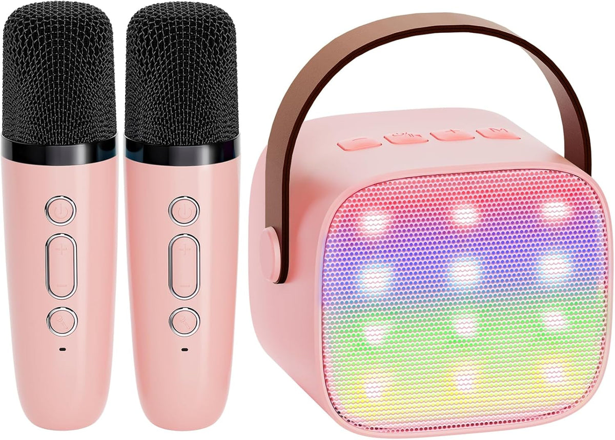 Portable Mini Karaoke Machine with Bluetooth Speaker and 2 Wireless Microphones