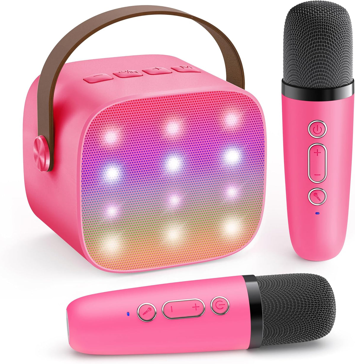 Portable Mini Karaoke Machine with Bluetooth Speaker and 2 Wireless Microphones