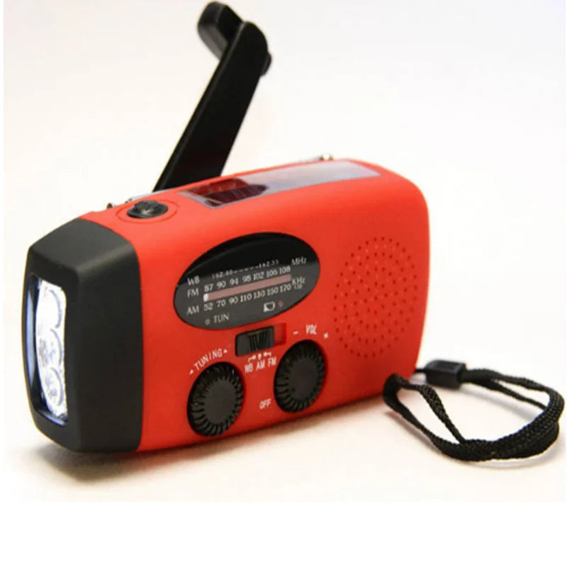 Portable Multifunctional Emergency Radio with LED Flashlight and Power Bank