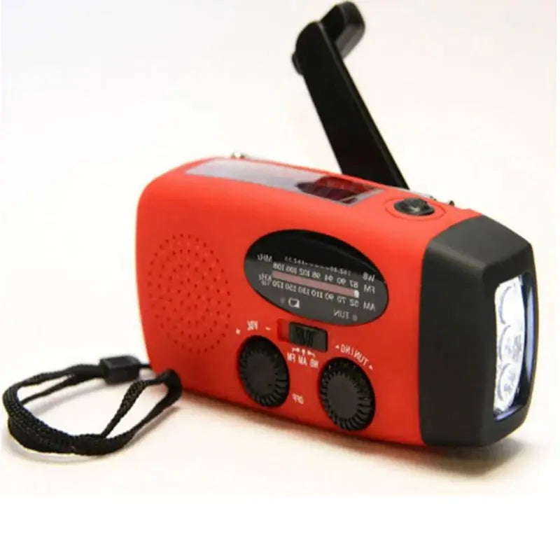 Portable Multifunctional Emergency Radio with LED Flashlight and Power Bank