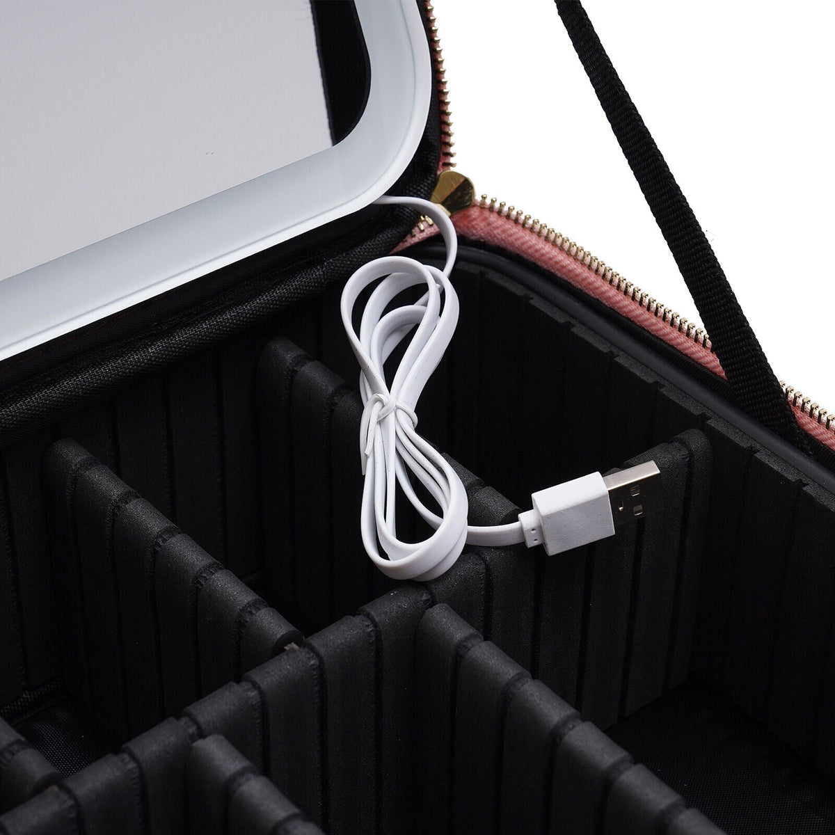 Portable Travel Makeup Case with LED Light and Mirror