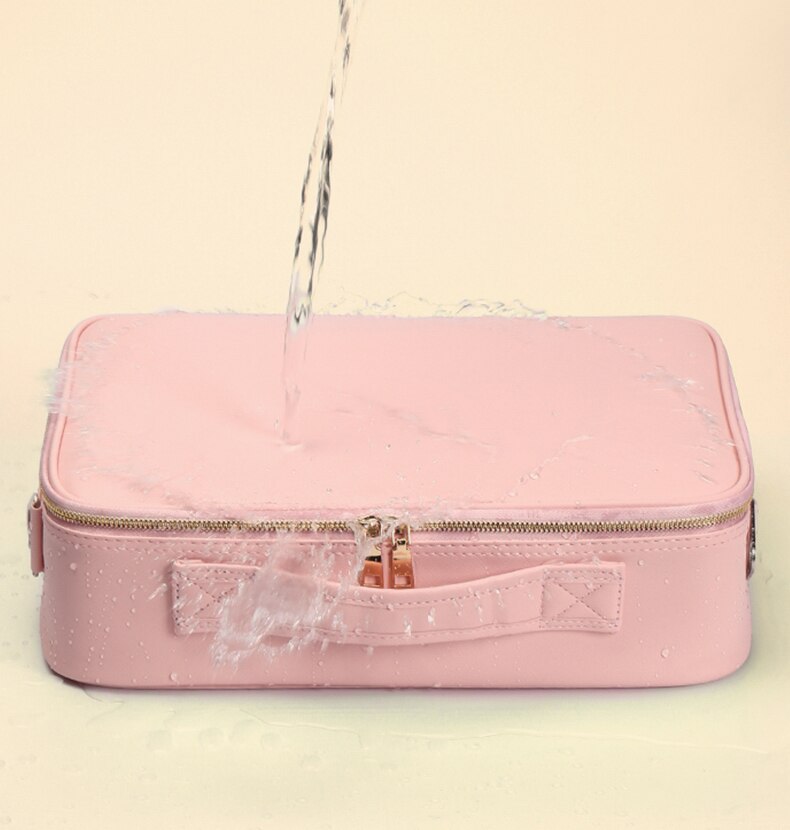 Portable Travel Makeup Case with LED Light and Mirror