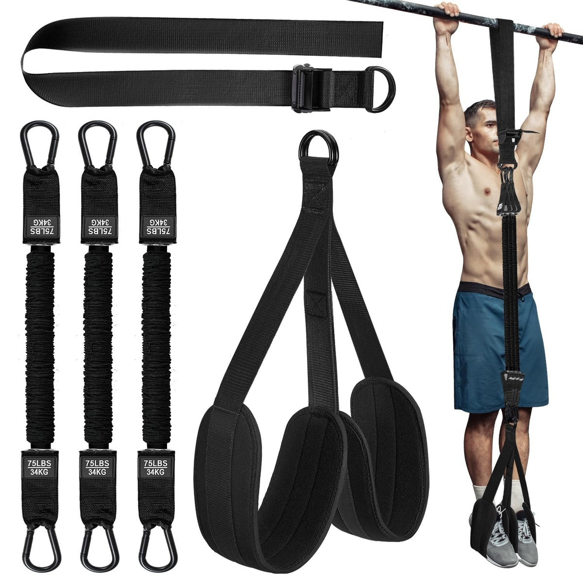 Pull-Up Assist Bands with Dual Foot System