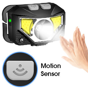 Rechargeable Waterproof LED Headlamp with Motion Sensor - 2-Pack