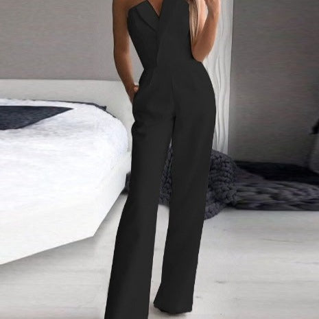 Red Sleeveless Jumpsuit