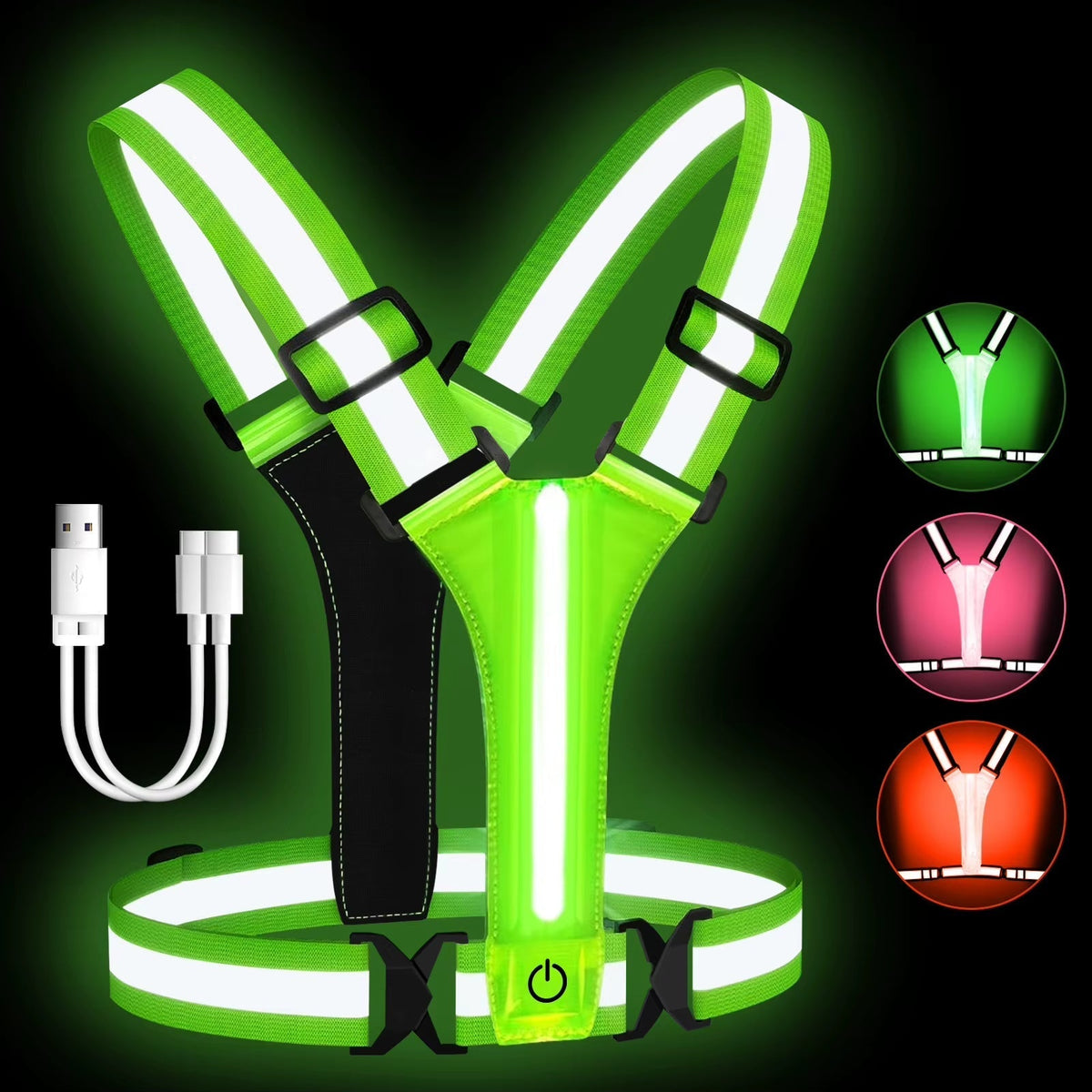 Reflective Running Vest Gear - Rechargeable & High-Visibility for Cycling and Walking
