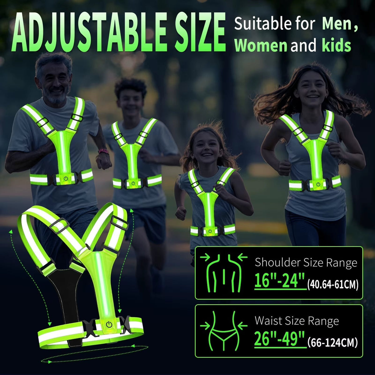 Reflective Running Vest Gear - Rechargeable & High-Visibility for Cycling and Walking