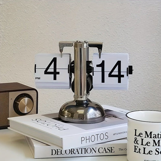 Retro Flip Clock with Steel Accents