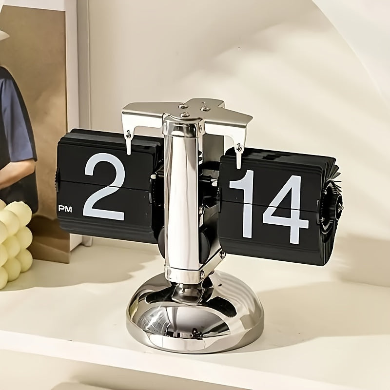 Retro Flip Clock with Steel Accents
