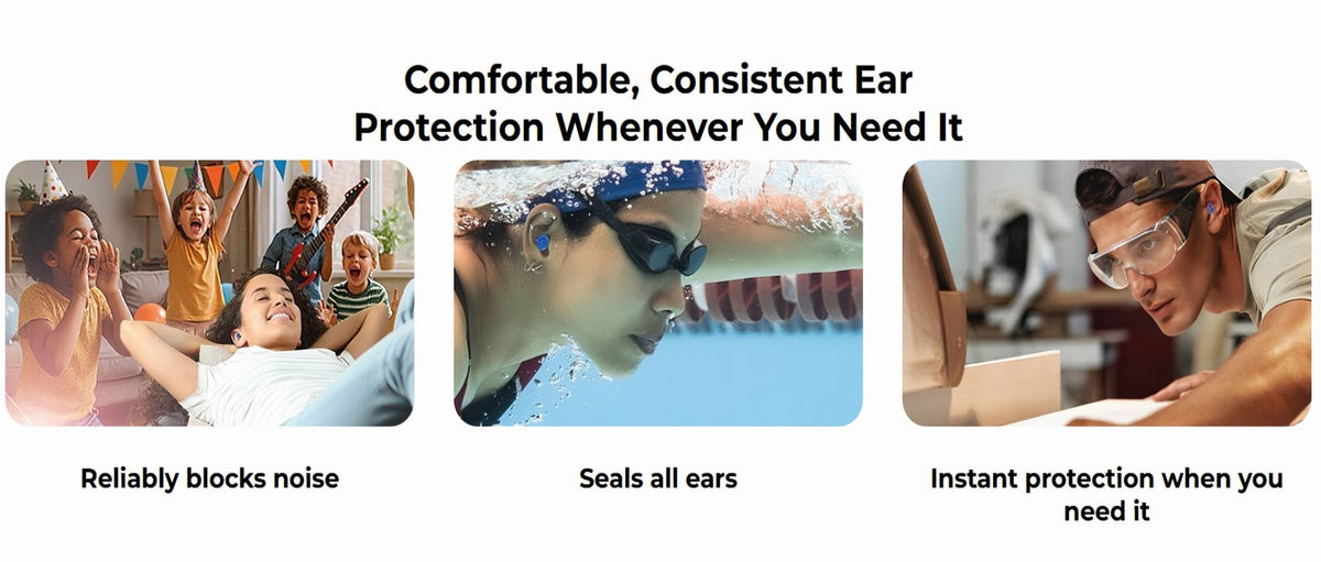 Reusable Inflatable Earplugs - Noise-Cancelling, Waterproof Medical-Grade Silicone, 35dB