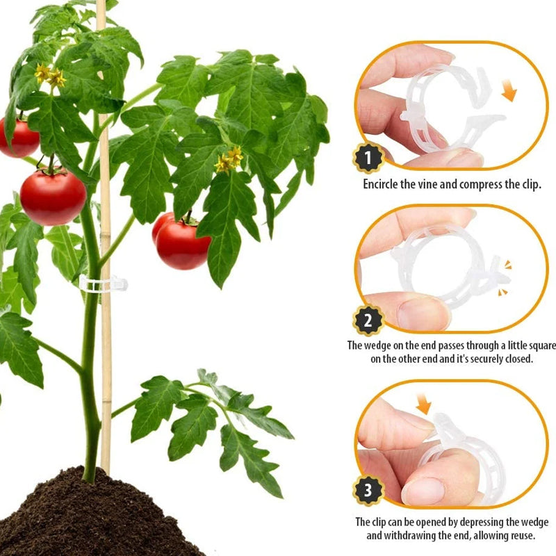 Reusable Plastic Plant Support Clips with 1-Inch Inner Diameter
