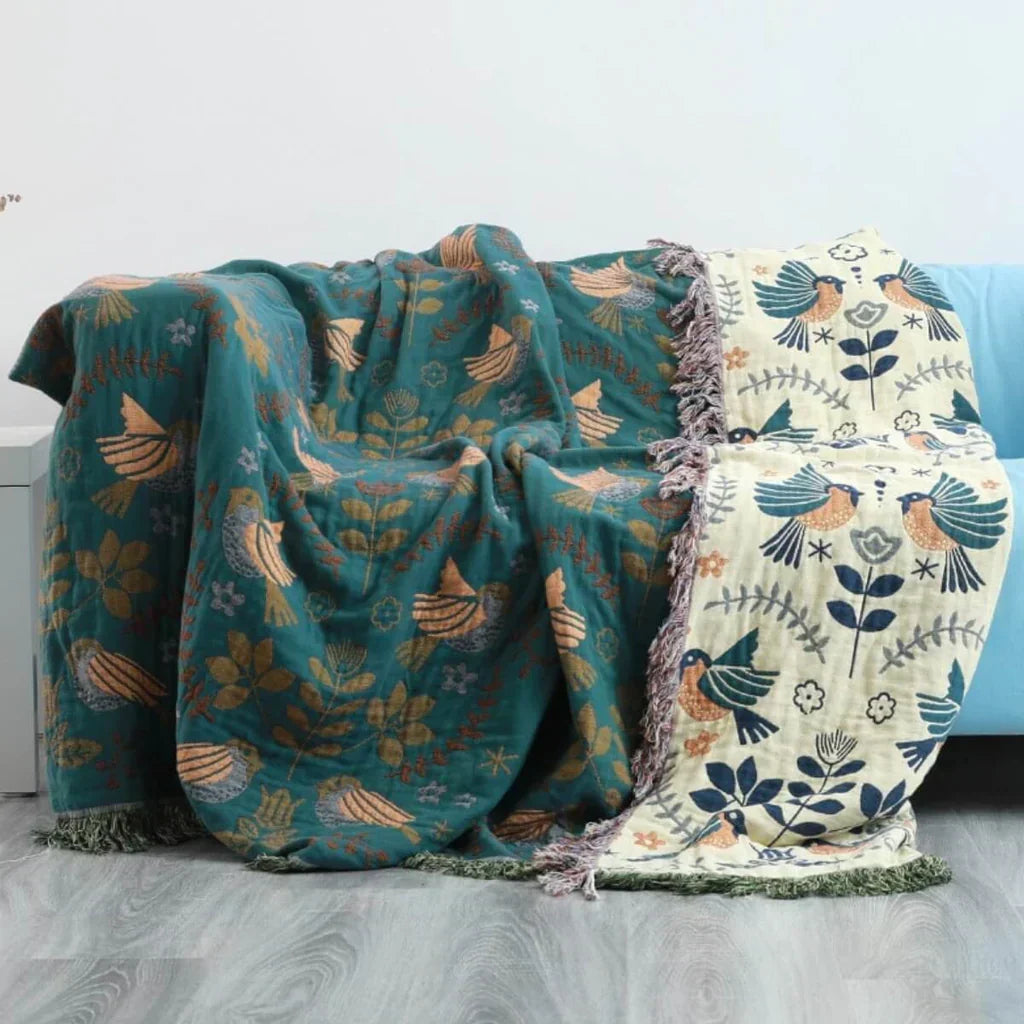 Reversible Scandinavian Bird Blanket