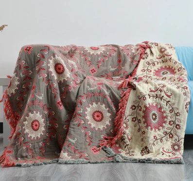 Reversible Scandinavian Bird Throw Blanket