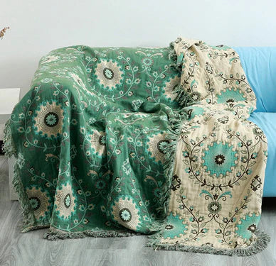 Reversible Scandinavian Bird Throw Blanket