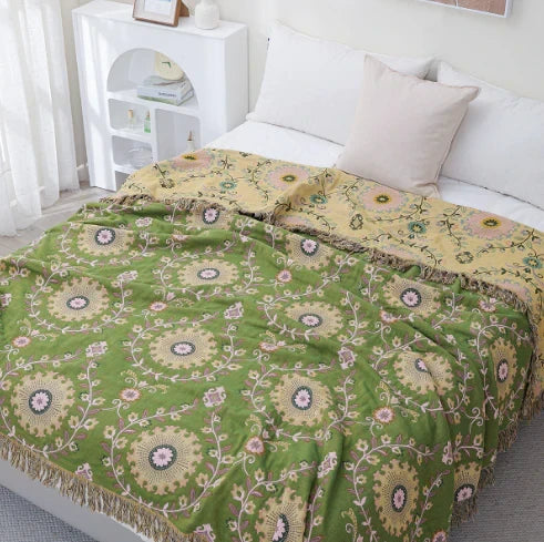Reversible Scandinavian Bird Throw Blanket