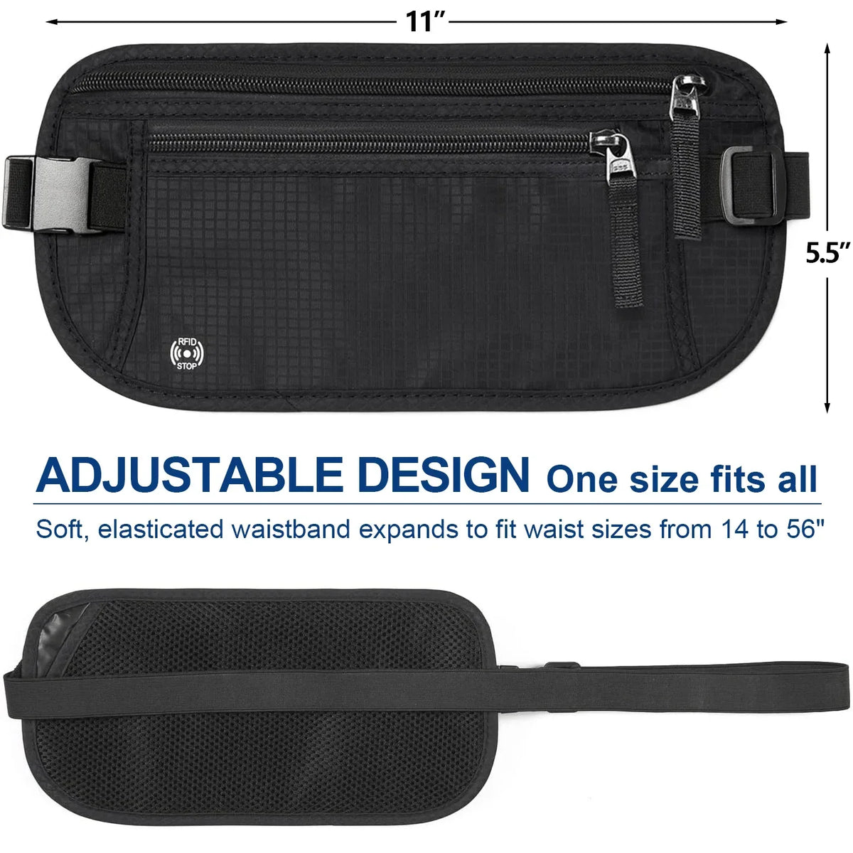 RFID-Blocking Money Belt with Hidden Security Compartment for Men and Women