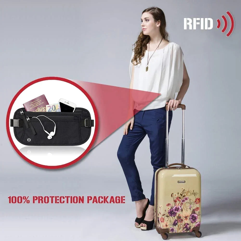 RFID-Blocking Money Belt with Hidden Security Compartment for Men and Women
