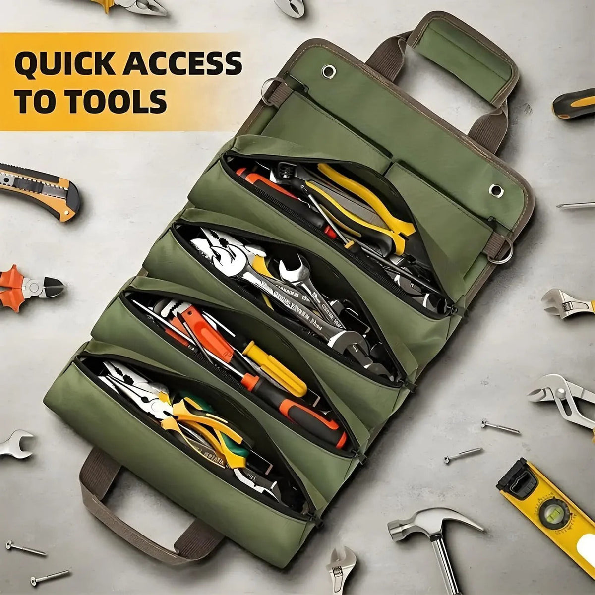 Roll-Up Tool Organizer – Quick Access and Organized Storage
