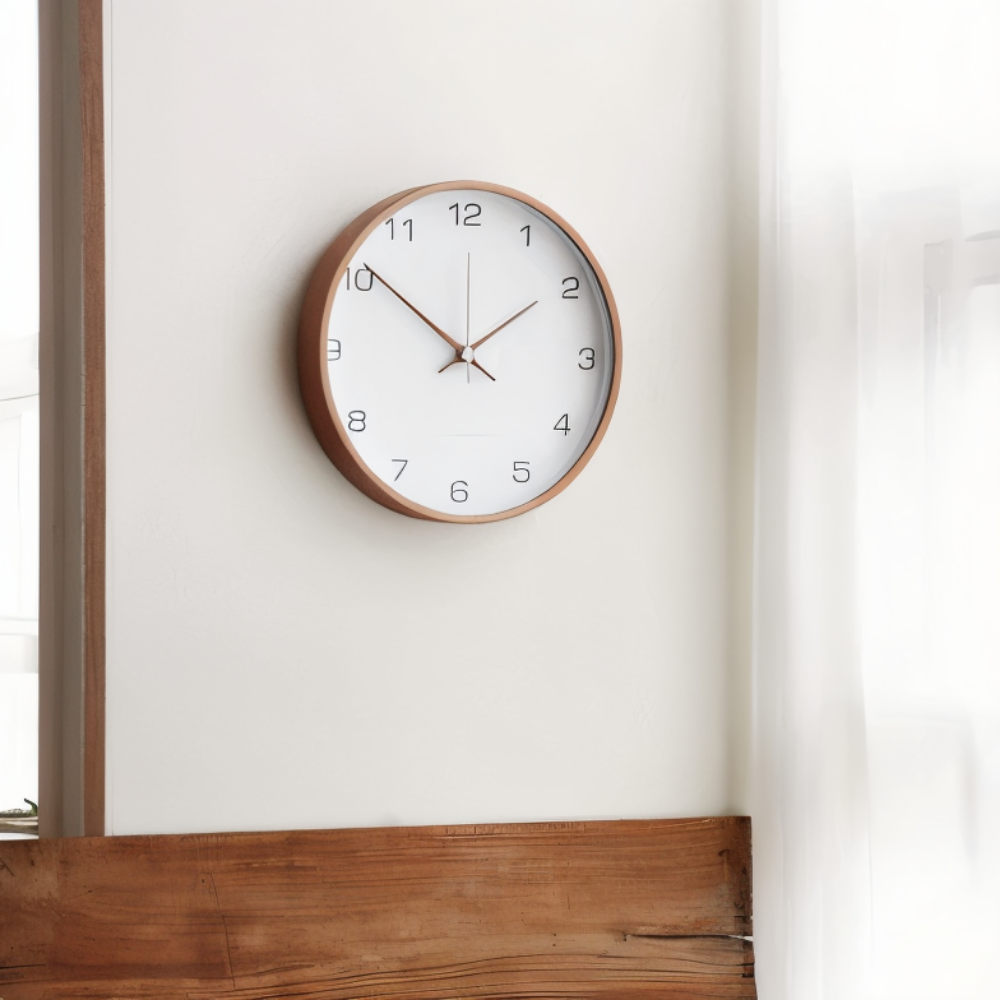 Round Wooden Wall Clock – Silent & Stylish for the Home