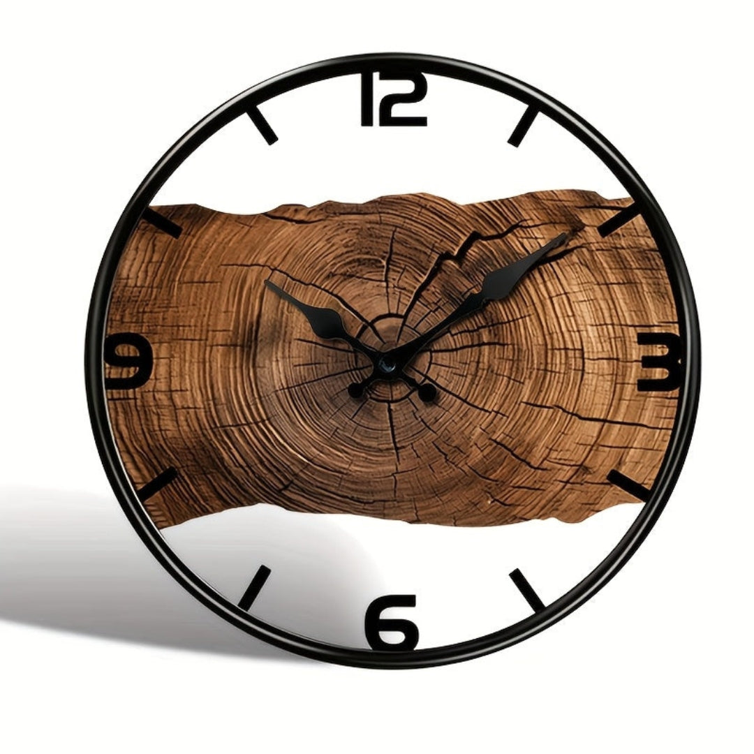 Round Wooden Wall Clock with Cut-Out Design