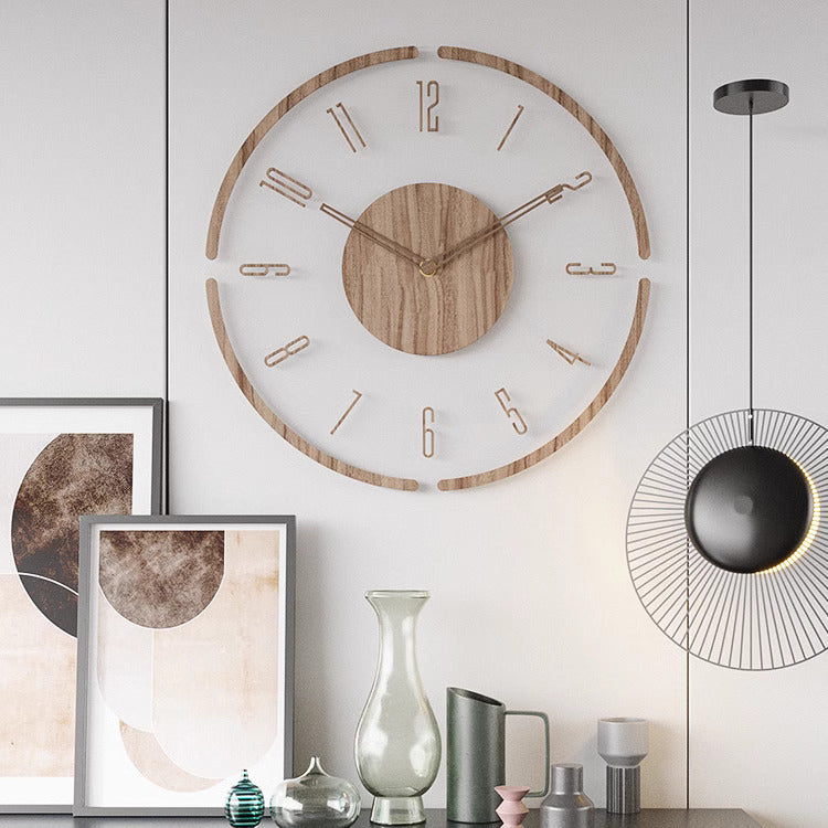 Scandinavian Wooden Wall Clock - Elegant and Silent